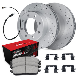 R1 Concepts® - Drilled and Slotted Rear Brake Kit with Optimum OE Pads
