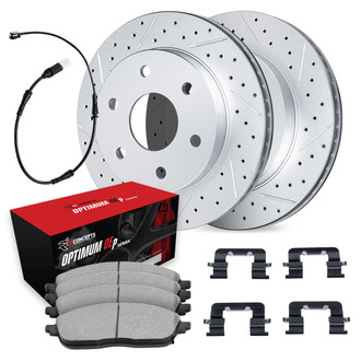 R1 Concepts® - Drilled and Slotted Rear Brake Kit with Optimum OE Pads