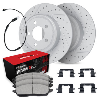 R1 Concepts® - Drilled and Slotted Rear Brake Kit with Optimum OE Pads