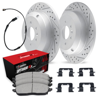 R1 Concepts® - Drilled and Slotted Rear Brake Kit with Optimum OE Pads