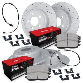 R1 Concepts® - Drilled and Slotted Front and Rear Brake Kit with Optimum OE Pads