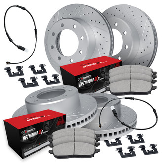 R1 Concepts® - Drilled and Slotted Front and Rear Brake Kit with Optimum OE Pads