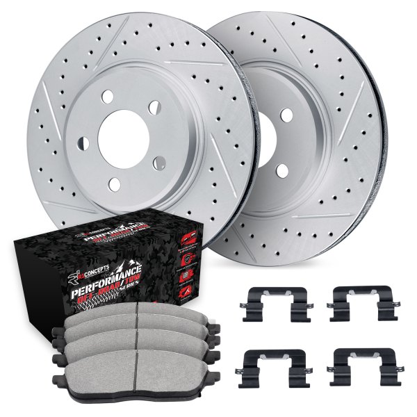  R1 Concepts® - Drilled and Slotted Rear Brake Kit with Performance Sport Pads