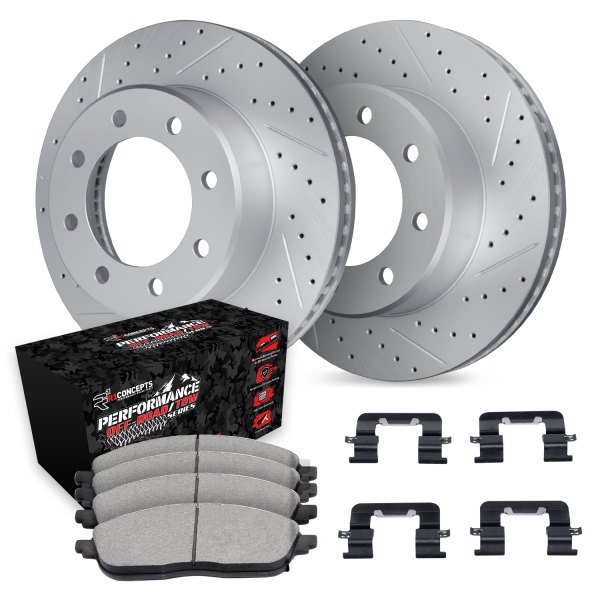  R1 Concepts® - Drilled and Slotted Front Brake Kit with Performance Sport Pads