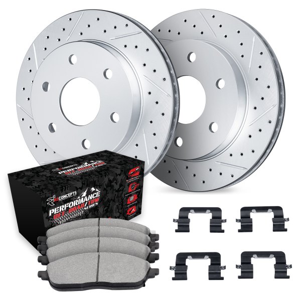  R1 Concepts® - Drilled and Slotted Rear Brake Kit with Performance Sport Pads