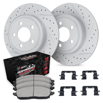 R1 Concepts® - Drilled and Slotted Rear Brake Kit with Performance Sport Pads