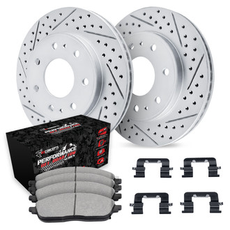 R1 Concepts® - Drilled and Slotted Rear Brake Kit with Performance Sport Pads