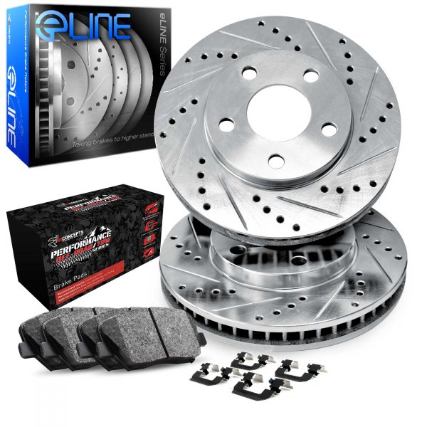  R1 Concepts® - Drilled and Slotted Rear Brake Kit with Performance Sport Pads