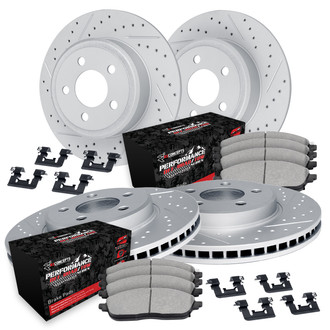R1 Concepts® - Drilled and Slotted Front and Rear Brake Kit with Performance Sport Pads