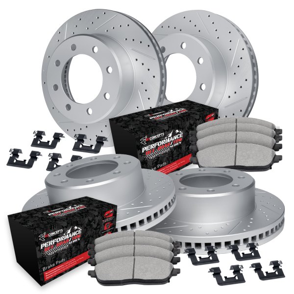  R1 Concepts® - Drilled and Slotted Front and Rear Brake Kit with Performance Sport Pads