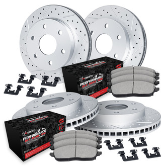 R1 Concepts® - Drilled and Slotted Front and Rear Brake Kit with Performance Sport Pads
