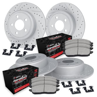 R1 Concepts® - Drilled and Slotted Front and Rear Brake Kit with Performance Sport Pads