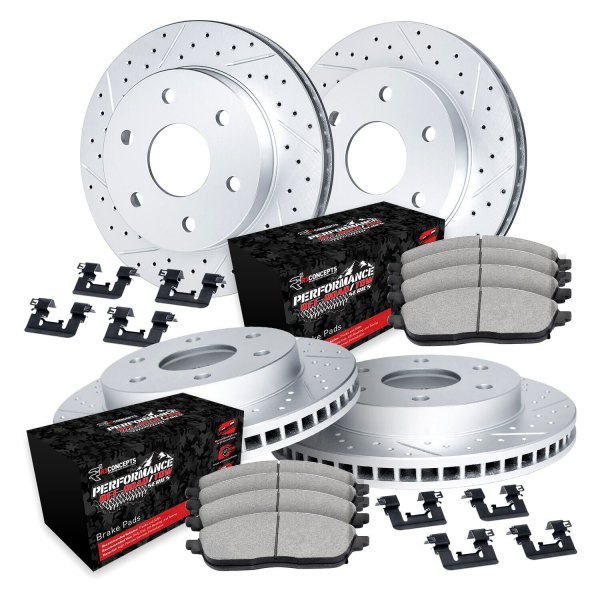  R1 Concepts® - Drilled and Slotted Front and Rear Brake Kit with Performance Sport Pads