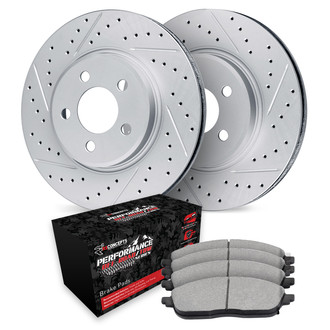 R1 Concepts® - Drilled and Slotted Rear Brake Kit with Performance Sport Pads