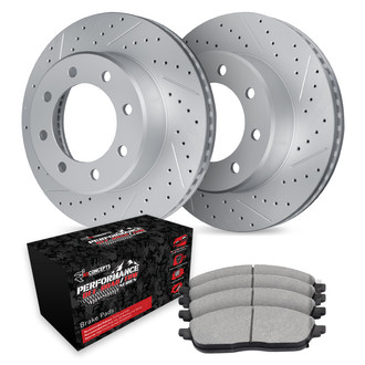R1 Concepts® - Drilled and Slotted Rear Brake Kit with Performance Sport Pads