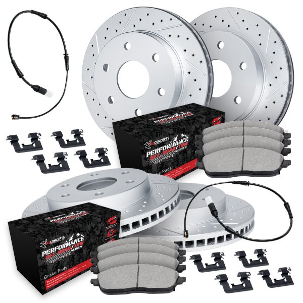  R1 Concepts® - Drilled and Slotted Front and Rear Brake Kit with Performance Sport Pads