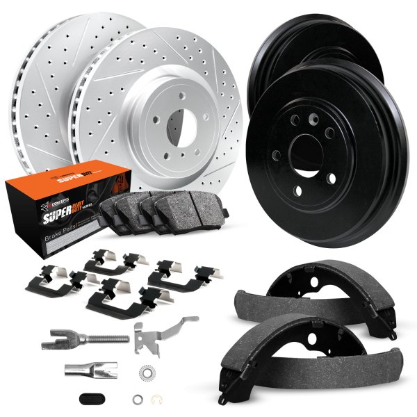  R1 Concepts® - Drilled and Slotted Front and Rear Brake Kit with Super Duty Pads