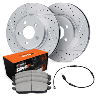 R1 Concepts® - Drilled and Slotted Front Brake Kit with Super Duty Pads