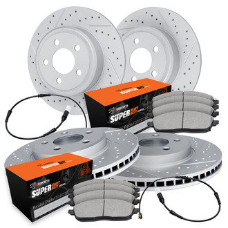 R1 Concepts® - Drilled and Slotted Front and Rear Brake Kit with Super Duty Pads