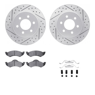 R1 Concepts® WBXH1-40048 - Drilled and Slotted Front Brake Kit with Super Duty Pads