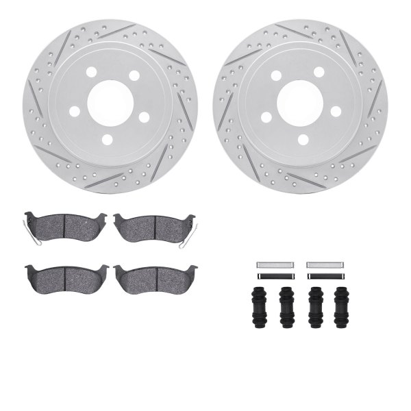  R1 Concepts® - Drilled and Slotted Rear Brake Kit with Super Duty Pads