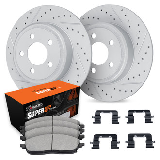 R1 Concepts® - Drilled and Slotted Rear Brake Kit with Super Duty Pads
