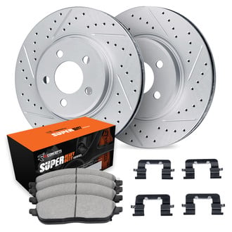 R1 Concepts® - Drilled and Slotted Front Brake Kit with Super Duty Pads