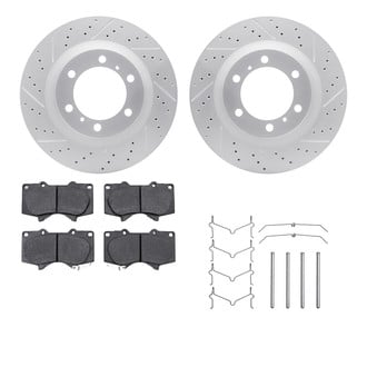 R1 Concepts® - Carbon Coated Drilled and Slotted Brake Kit with Super Duty Pads