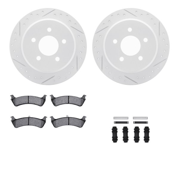  R1 Concepts® - Drilled and Slotted Rear Brake Kit with Super Duty Pads