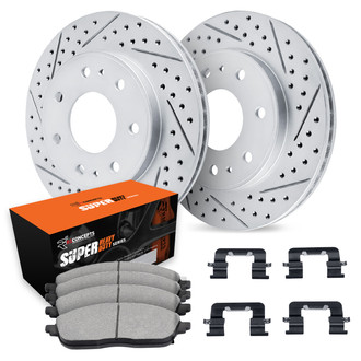 R1 Concepts® - Drilled and Slotted Rear Brake Kit with Super Duty Pads