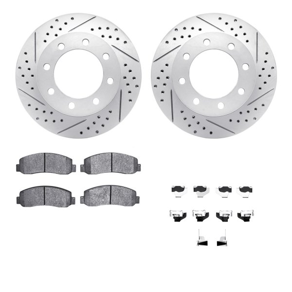  R1 Concepts® - Drilled and Slotted Front Brake Kit with Super Duty Pads