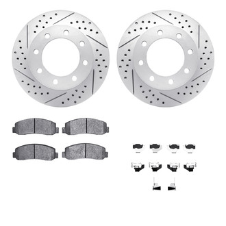 R1 Concepts® - Drilled and Slotted Front Brake Kit with Super Duty Pads