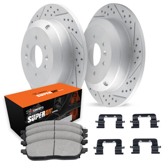 R1 Concepts® - Drilled and Slotted Rear Brake Kit with Super Duty Pads