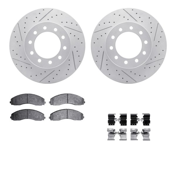  R1 Concepts® - Drilled and Slotted Front Brake Kit with Super Duty Pads