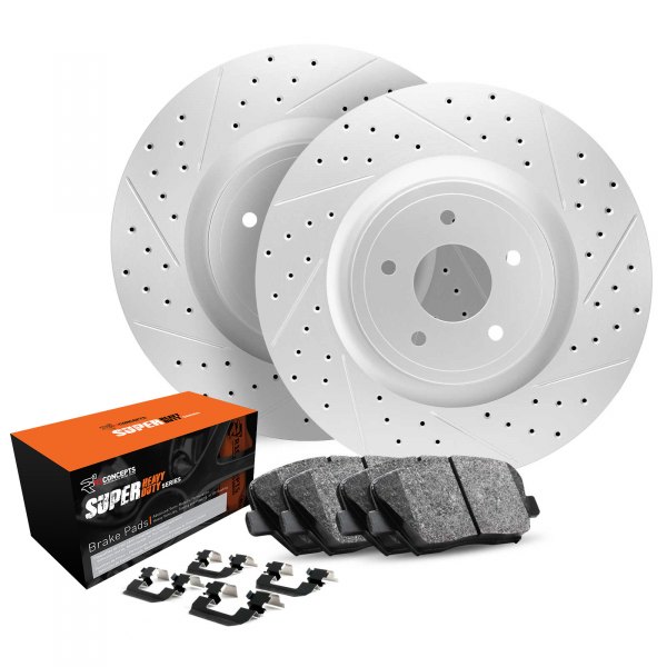  R1 Concepts® - Drilled and Slotted Rear Brake Kit with Super Duty Pads