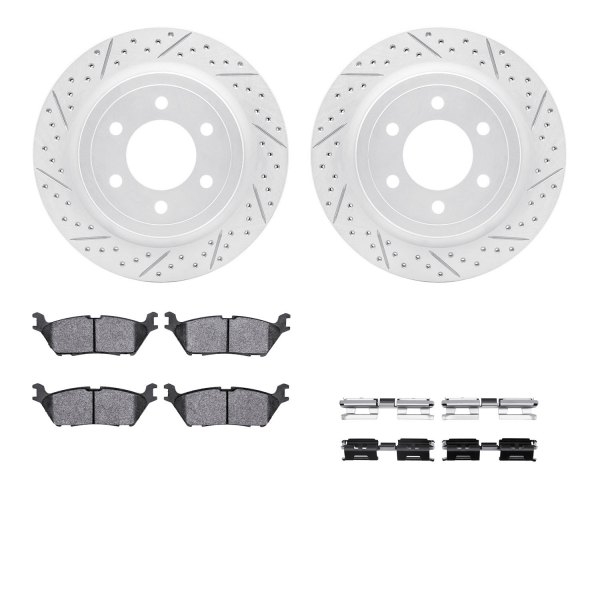  R1 Concepts® - Drilled and Slotted Rear Brake Kit with Super Duty Pads