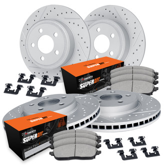 R1 Concepts® - Drilled and Slotted Front and Rear Brake Kit with Super Duty Pads