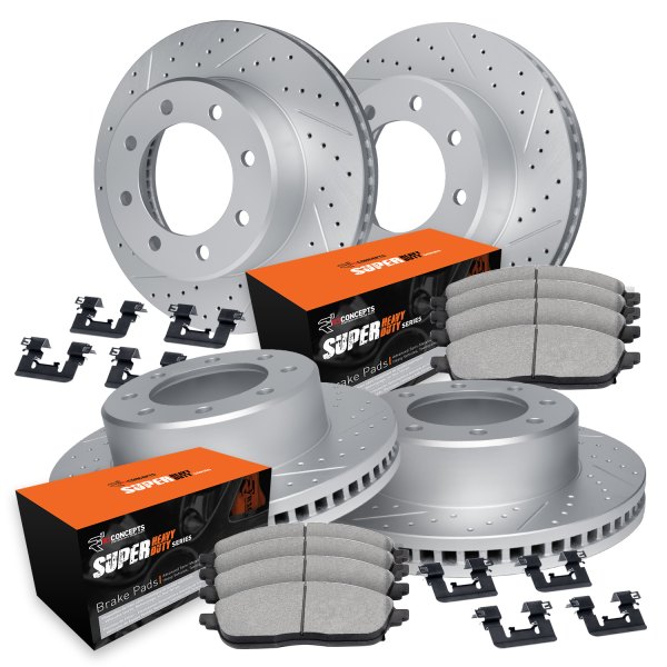  R1 Concepts® - Drilled and Slotted Front and Rear Brake Kit with Super Duty Pads