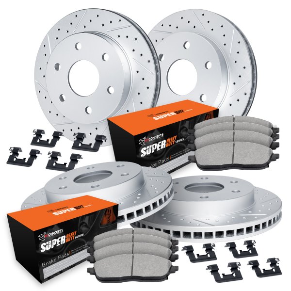  R1 Concepts® - Drilled and Slotted Front and Rear Brake Kit with Super Duty Pads