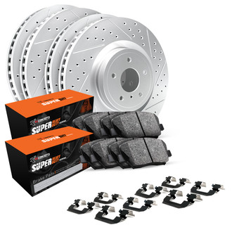 R1 Concepts® - Carbon Coated Drilled and Slotted Brake Kit with Super Duty Pads