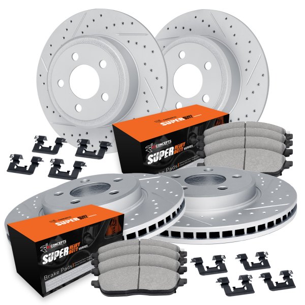  R1 Concepts® - Drilled and Slotted Front and Rear Brake Kit with Super Duty Pads