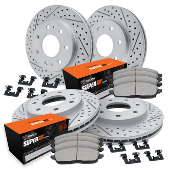 R1 Concepts® - Drilled and Slotted Front and Rear Brake Kit with Super Duty Pads