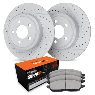 R1 Concepts® - Drilled and Slotted Rear Brake Kit with Super Duty Pads