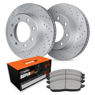 R1 Concepts® - Drilled and Slotted Rear Brake Kit with Super Duty Pads