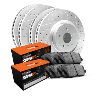 R1 Concepts® - Drilled and Slotted Front and Rear Brake Kit with Super Duty Pads