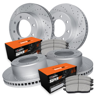 R1 Concepts® - Drilled and Slotted Front and Rear Brake Kit with Super Duty Pads