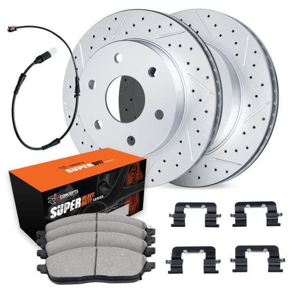  R1 Concepts® - Drilled and Slotted Front Brake Kit with Super Duty Pads