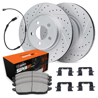 R1 Concepts® - Drilled and Slotted Front Brake Kit with Super Duty Pads