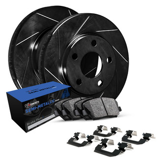 R1 Concepts® - Slotted Front Brake Kit with Semi-Met Pads
