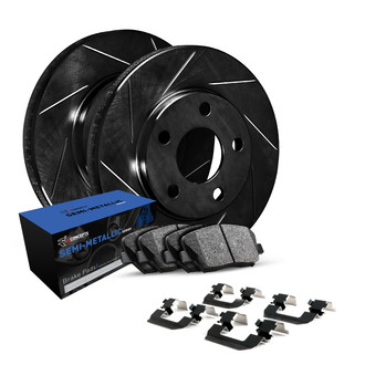 R1 Concepts® - Slotted Front Brake Kit with Semi-Met Pads